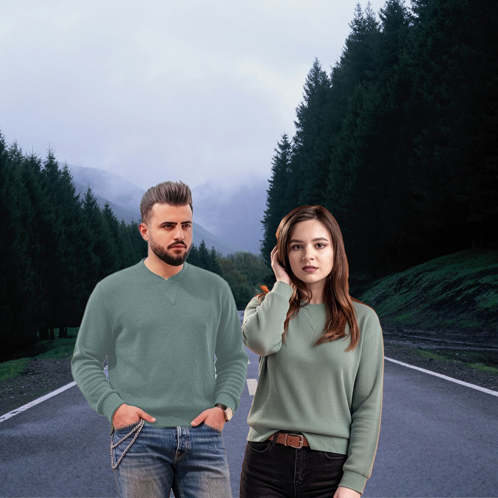 Heather Indigo Navy E-05 Waffle Knit T-Shirt